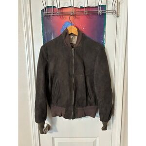 Vintage Fieldmaster Brown Leather Bomber Jacket Talon Zip Mens  50s sears